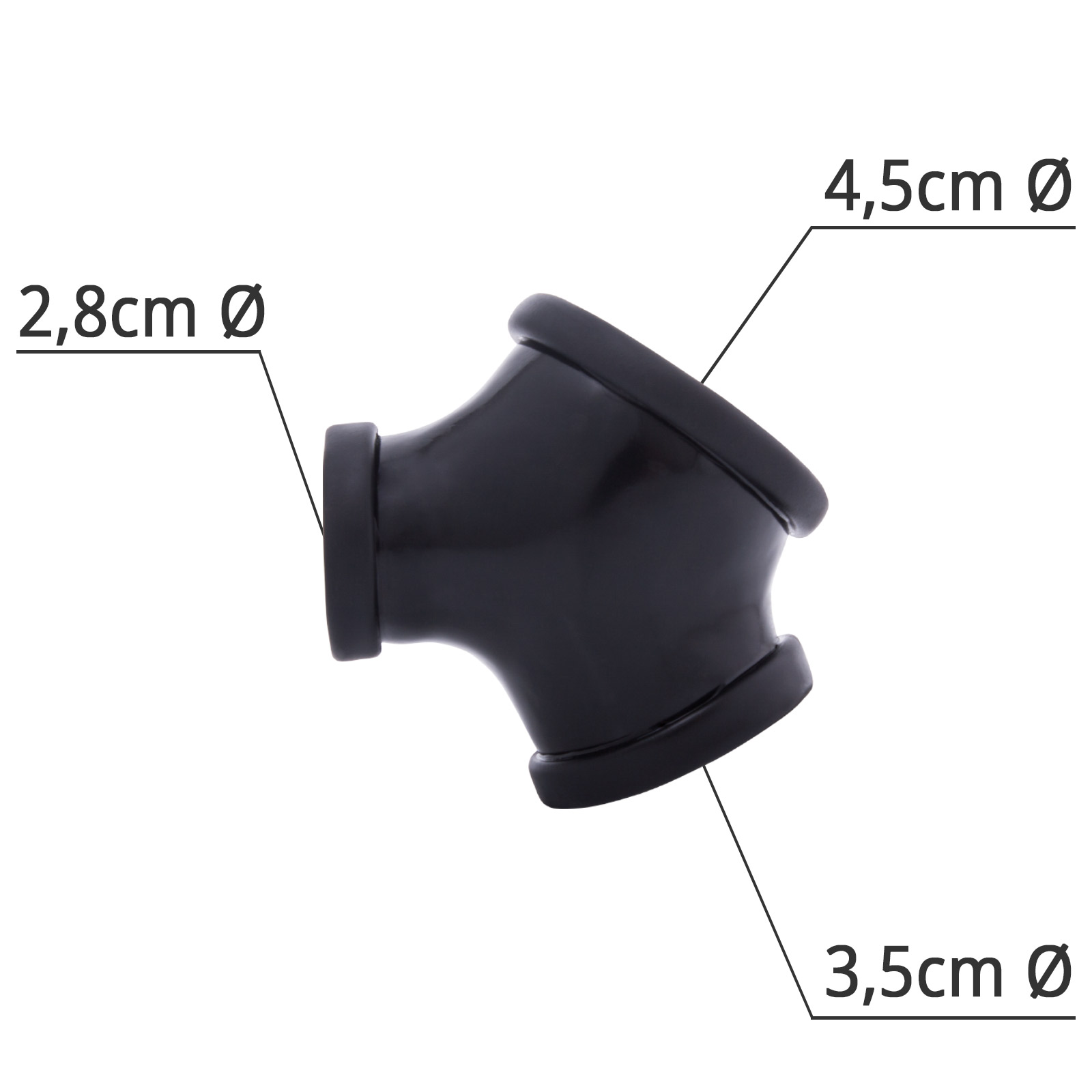 Toylie Latex Penis Sleeve «GIL» black, without shaft, with penis and testicle ring - suitable for vegans