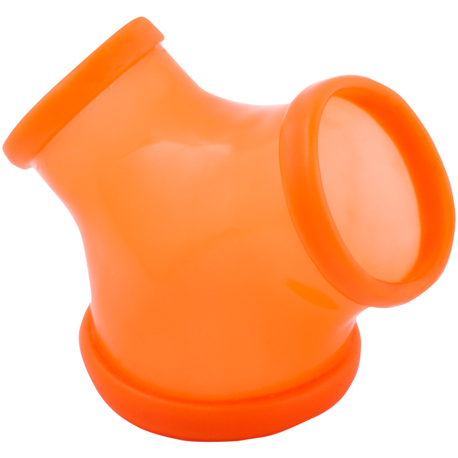 Toylie Latex Penis Sleeve «GIL» neon orange (glow effect), without shaft, with penis and testicle ring