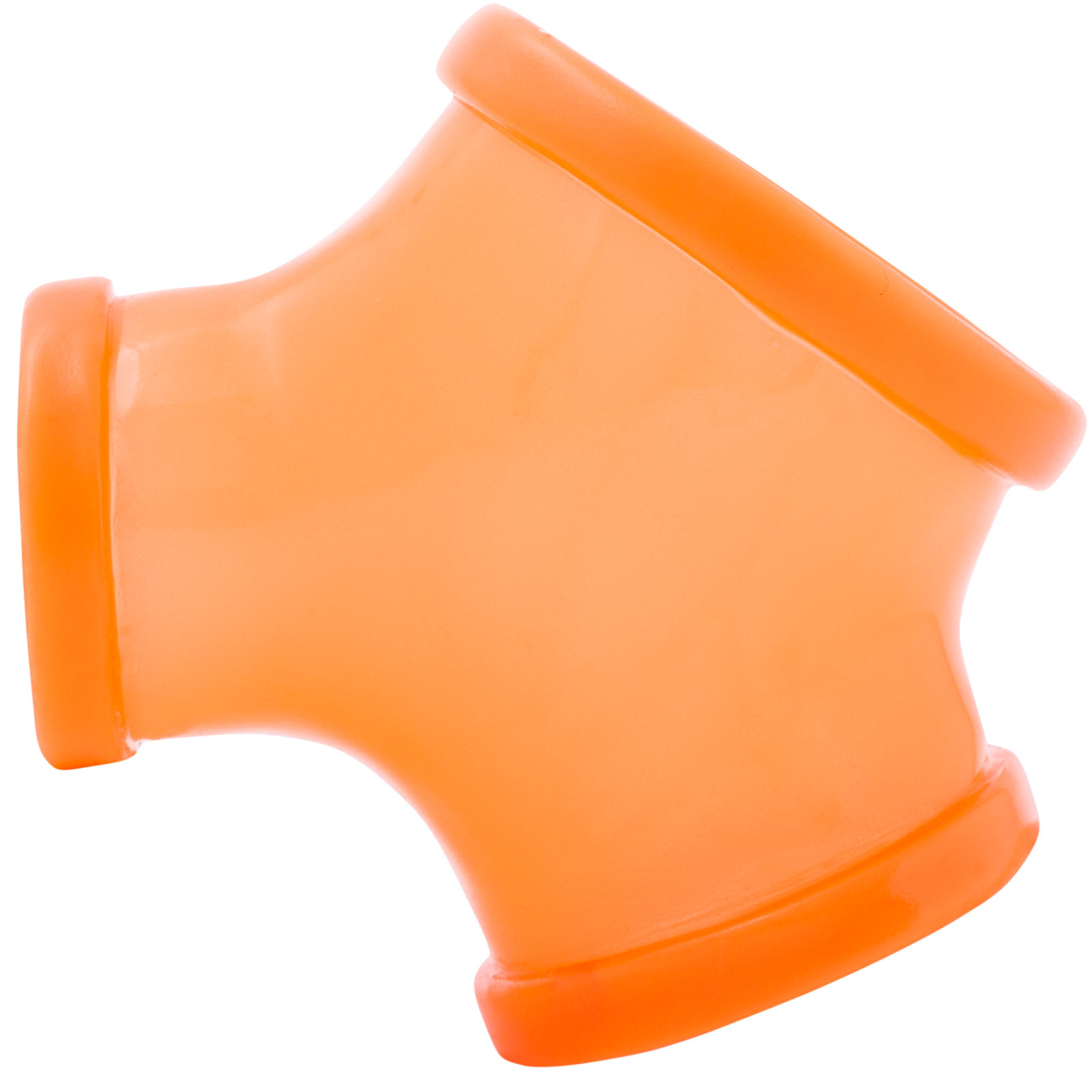 Toylie Latex Penis Sleeve «GIL» neon orange (glow effect), without shaft, with penis and testicle ring