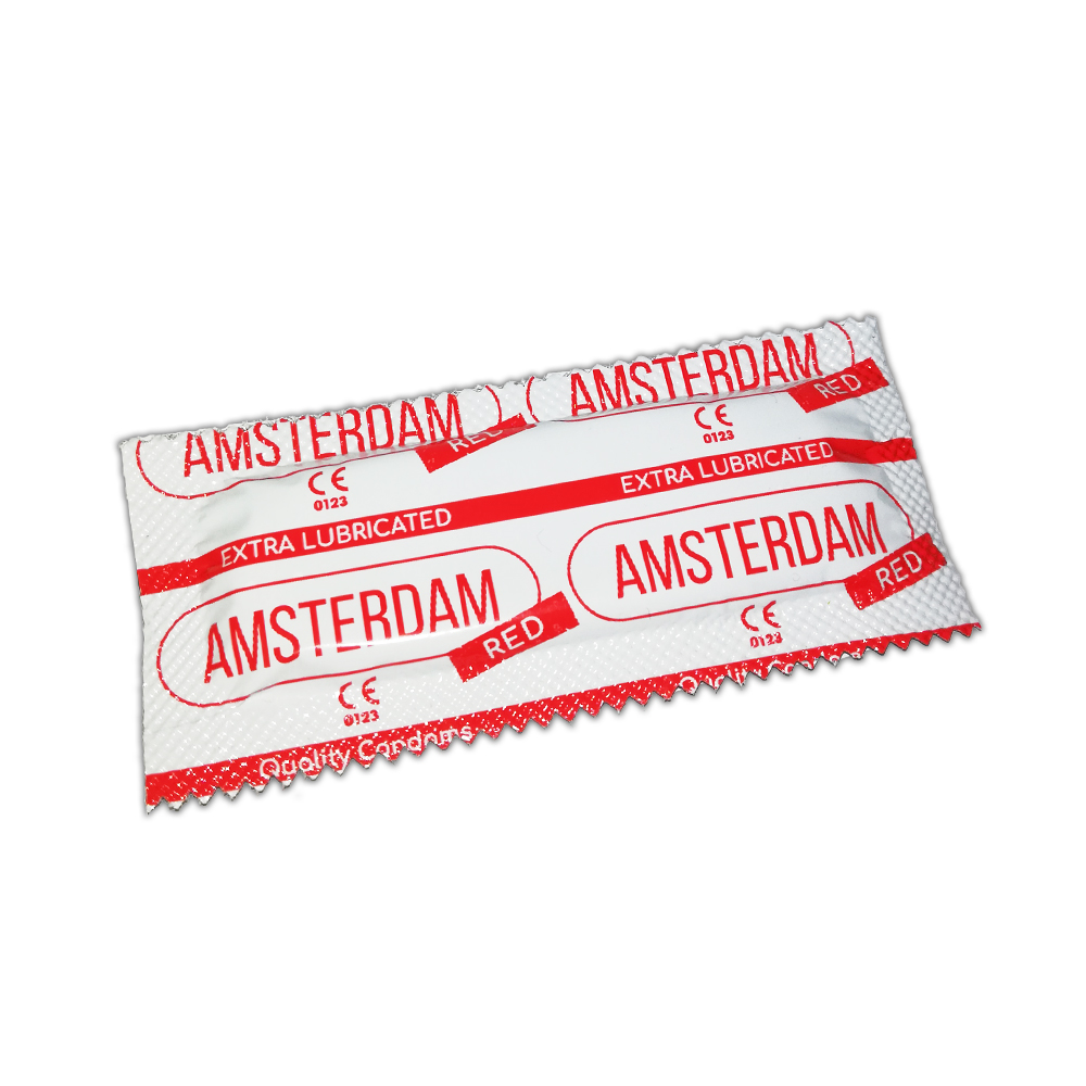 Amsterdam «RED» 100 red condoms with a slight strawberry taste