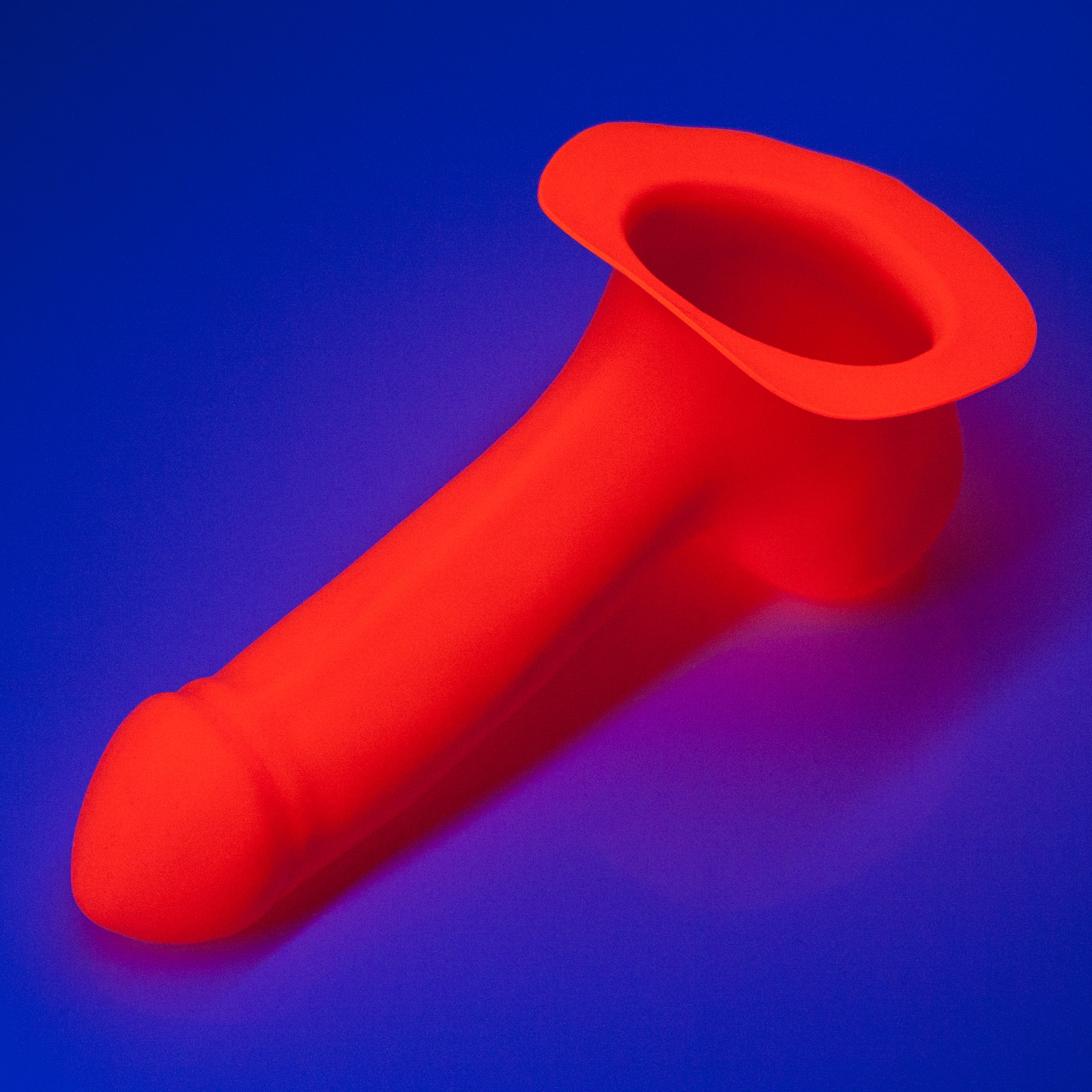 Toylie Latex-Penishülle «ADAM» neon-orange, mit Basis-Platte zum Ankleben an Latexkleidung