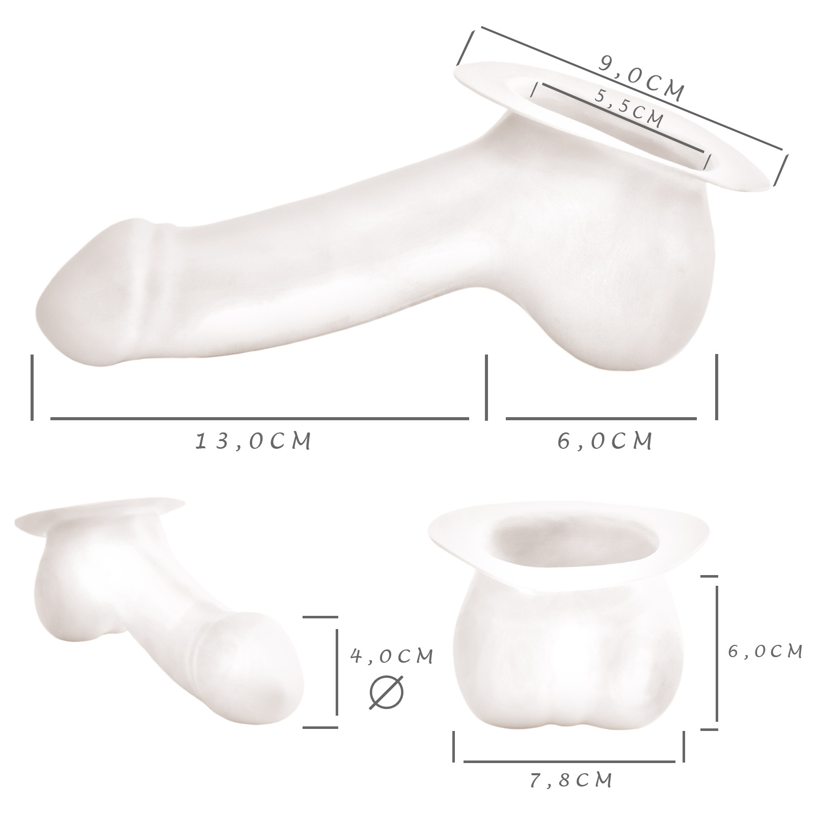 Toylie Latex-Penishülle «ADAM» schwarz, mit Basis-Platte zum Ankleben an Latexkleidung