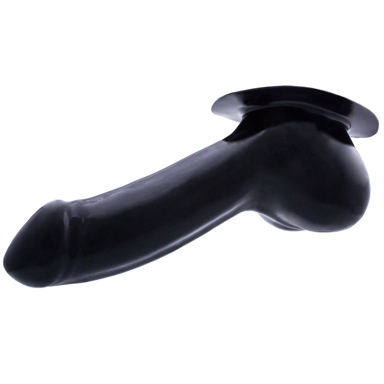 Toylie Latex Penis Sleeve «ADAM» black, with base plate for sticking to latex clothing - suitable for vegans