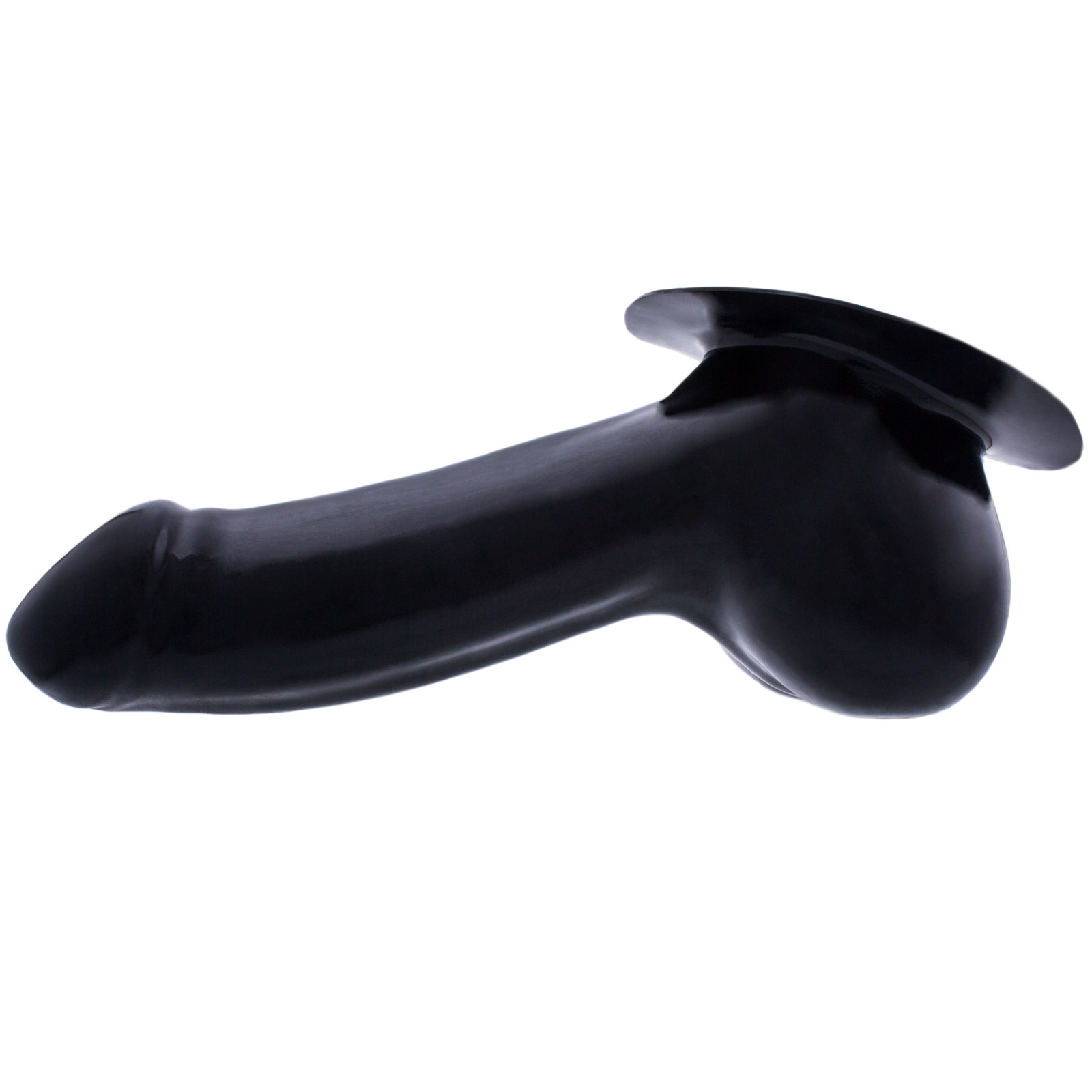 Toylie Latex Penis Sleeve «ADAM» black, with base plate for sticking to latex clothing - suitable for vegans