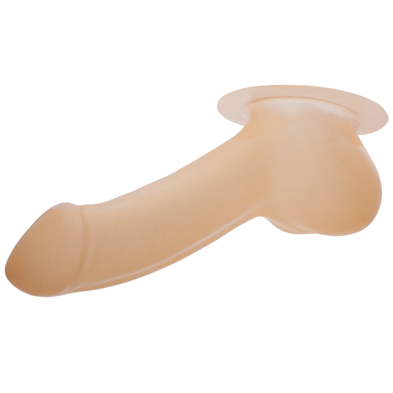 Toylie Latex Penis Sleeve «ADAM» semi-transparent, with base plate for sticking to latex clothing - suitable for vegans