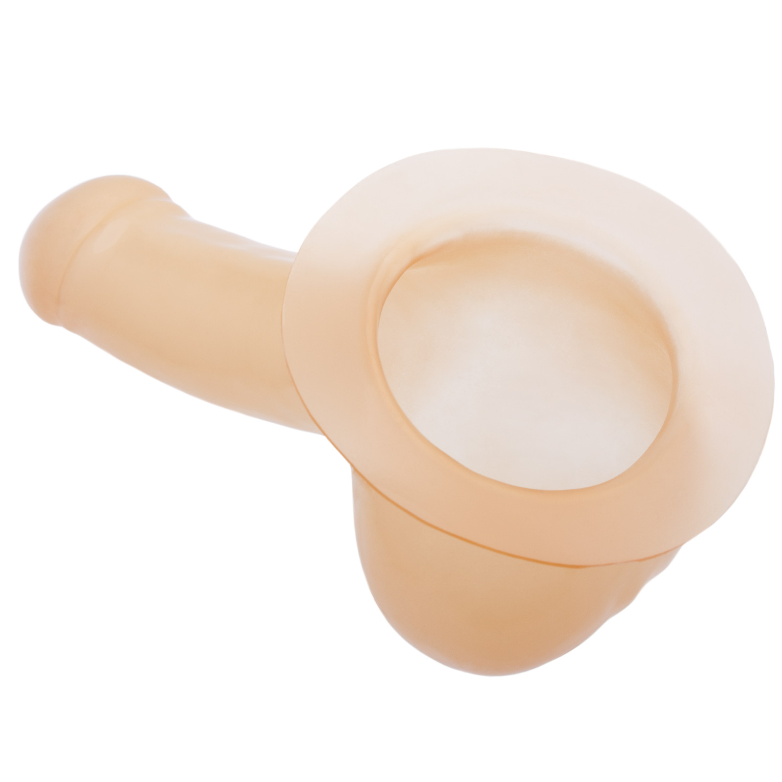 Toylie Latex Penis Sleeve «ADAM» semi-transparent, with base plate for sticking to latex clothing - suitable for vegans