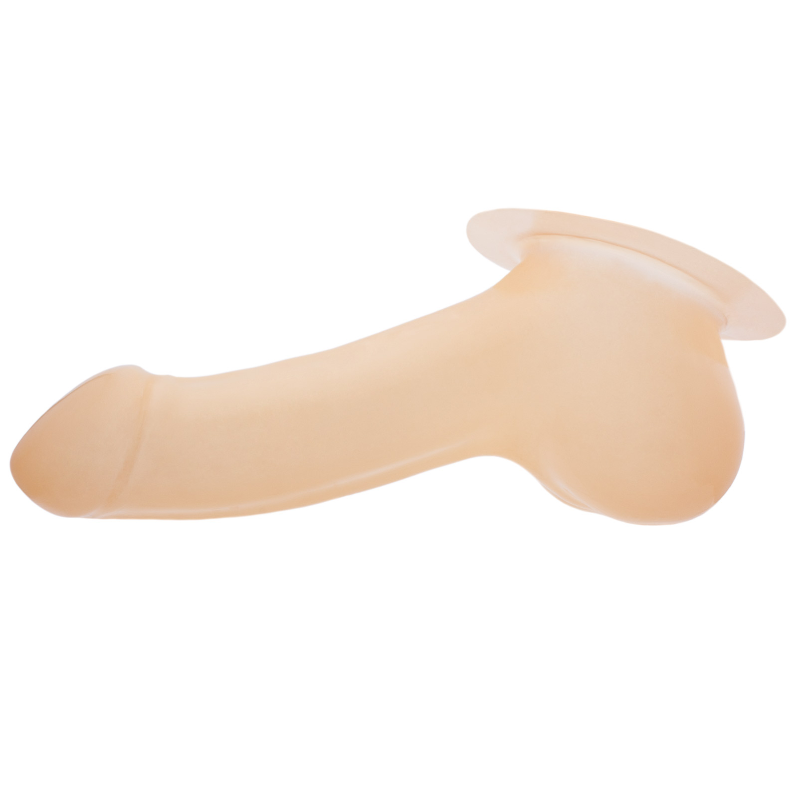 Toylie Latex Penis Sleeve «ADAM» semi-transparent, with base plate for sticking to latex clothing - suitable for vegans