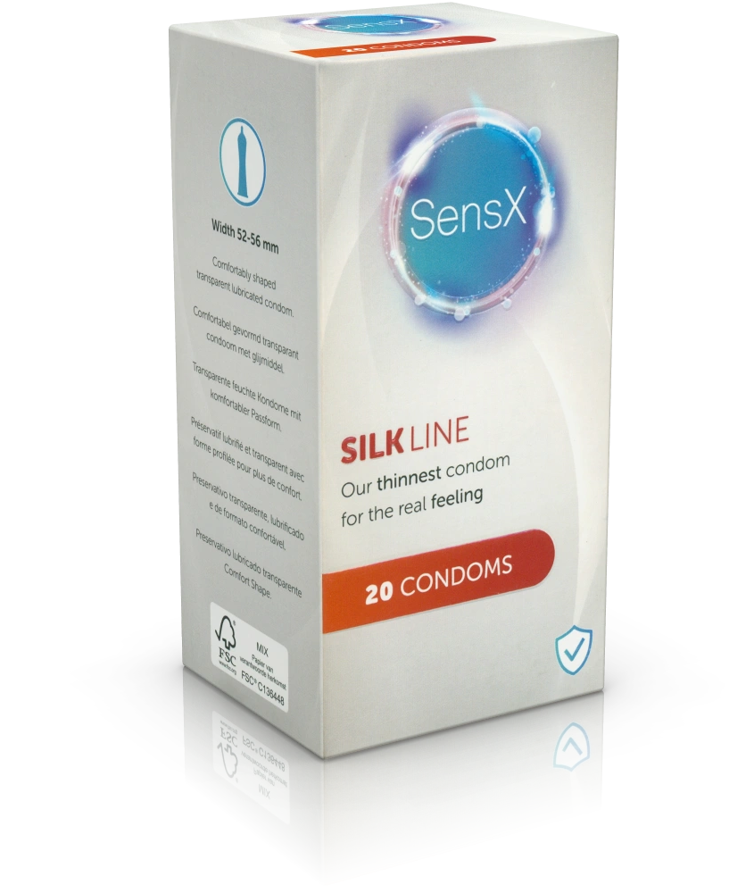 SensX «Silk Line» 20 vegan condoms with improved shape and thinner walls