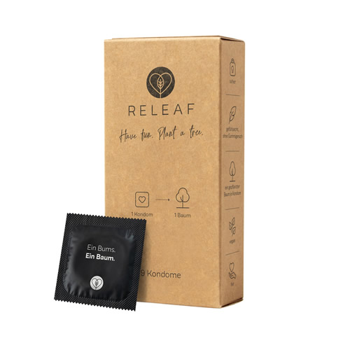 Condoms for climate «ReLeaf» 9 vegan condoms plus a good deed - every condom plants a tree