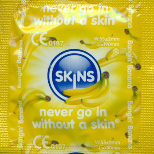 Skins «Banana» 4 Kondome mit feinem Bananenaroma - ohne Latexgeruch