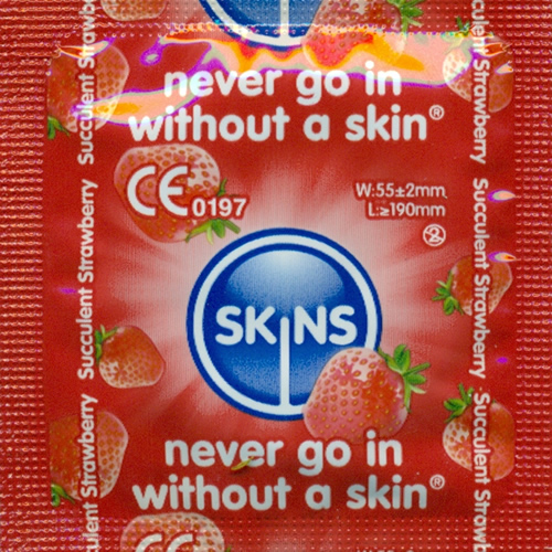 Skins «Strawberry» 4 Kondome mit feinem Erdbeeraroma - ohne Latexgeruch
