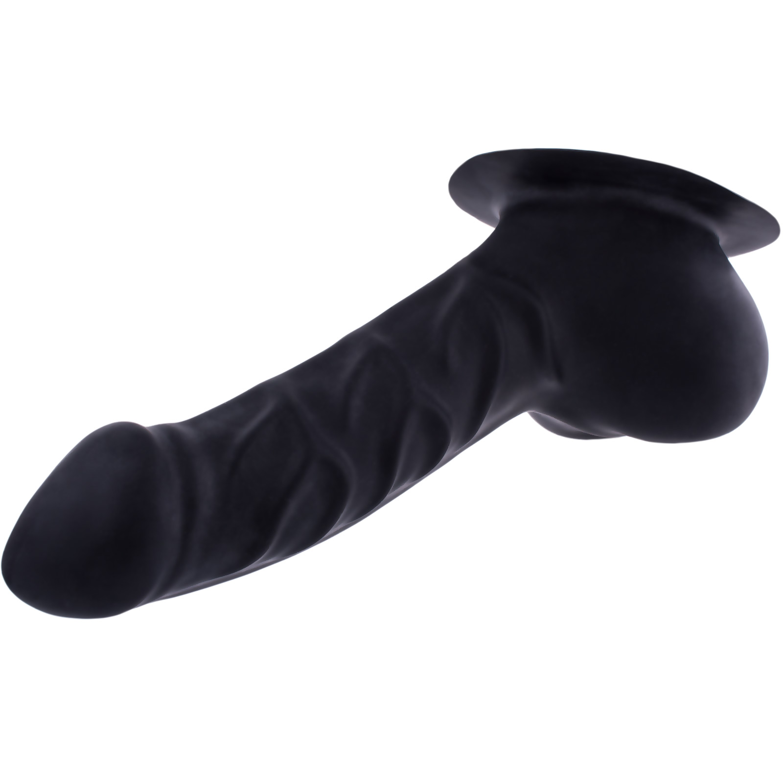 Toylie Latex Penis Sleeve «FRANZ» black, with base plate for sticking to latex clothing - suitable for vegans