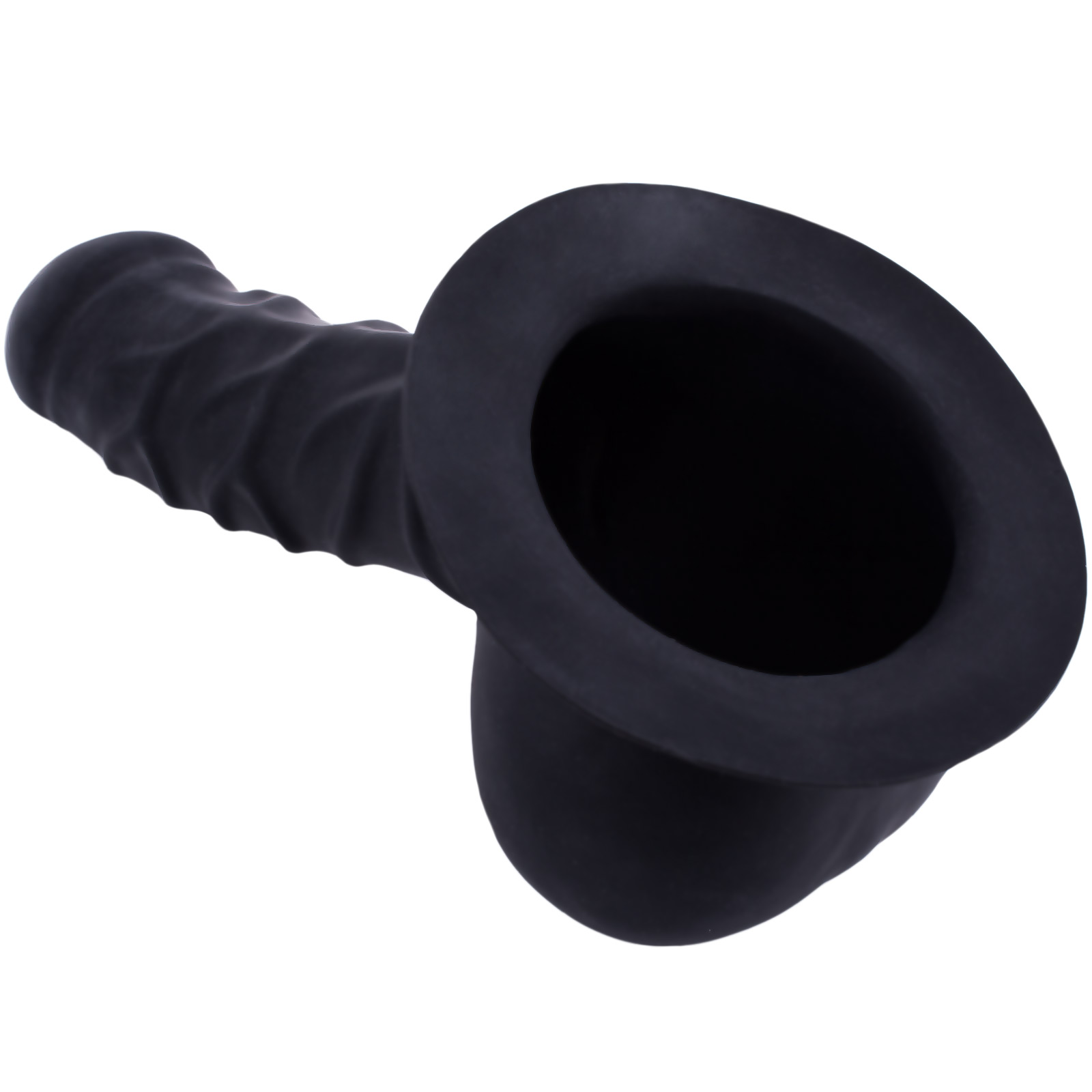 Toylie Latex Penis Sleeve «FRANZ» black, with base plate for sticking to latex clothing - suitable for vegans