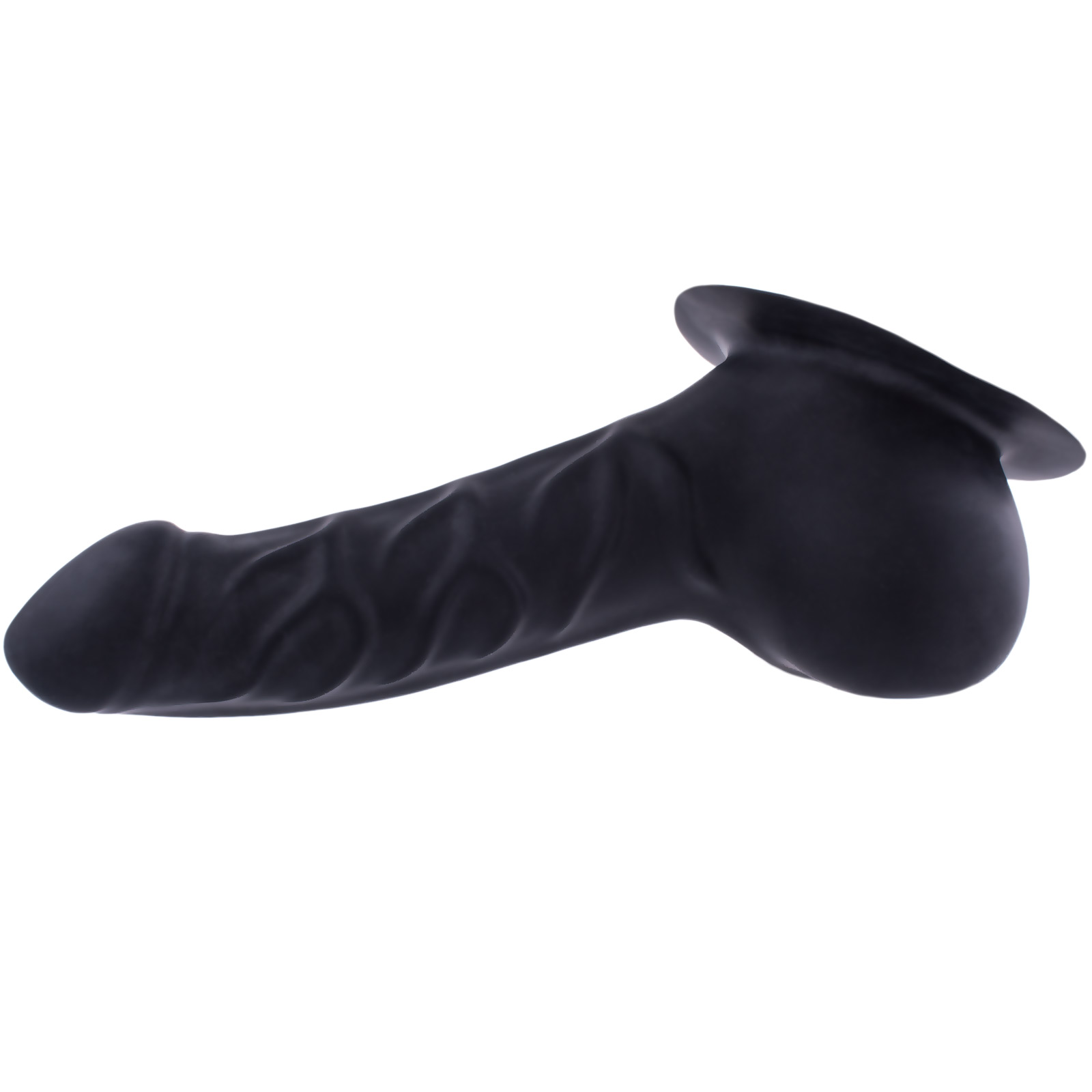 Toylie Latex Penis Sleeve «FRANZ» black, with base plate for sticking to latex clothing - suitable for vegans