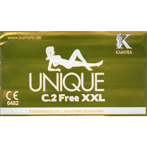 Kamyra «Unique C.2 Free XXL» condom card with 3 latex free XXL condoms