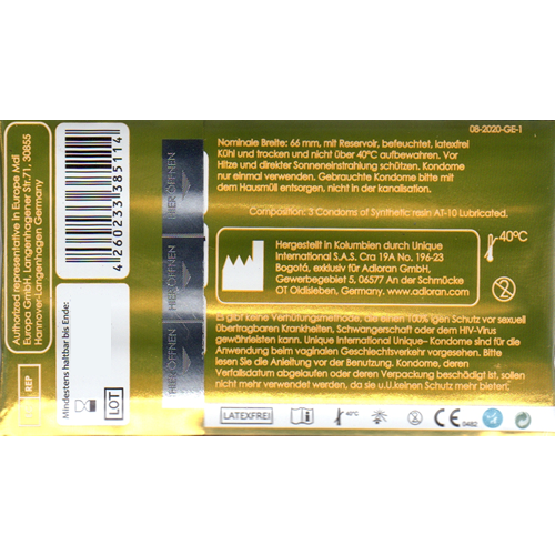 Kamyra «Unique C.2 Free XXL» Doppelpack - 2 Kondomkarten mit je 3 großen latexfreien Kondomen