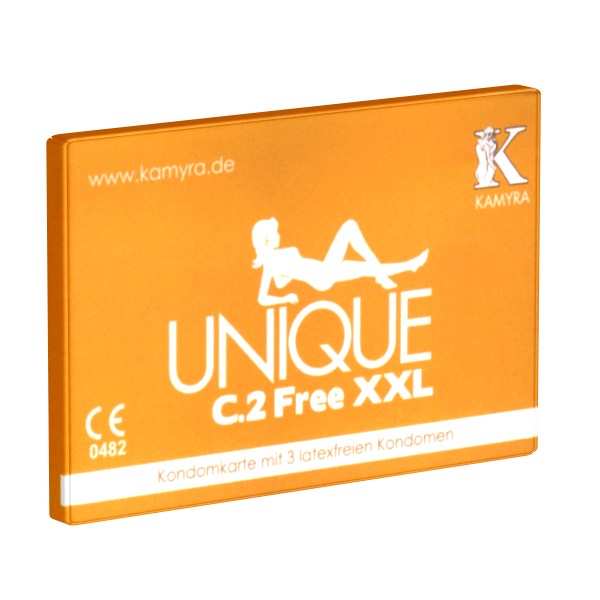 Kamyra «Unique C.2 Free XXL» Box - 24 condom cards with in total 72 latex free XXL condoms