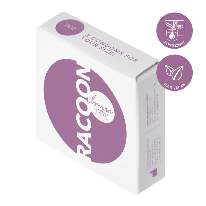 Loovara 49 «Racoon» 3 durable made-to-measure condoms made of fair trade latex