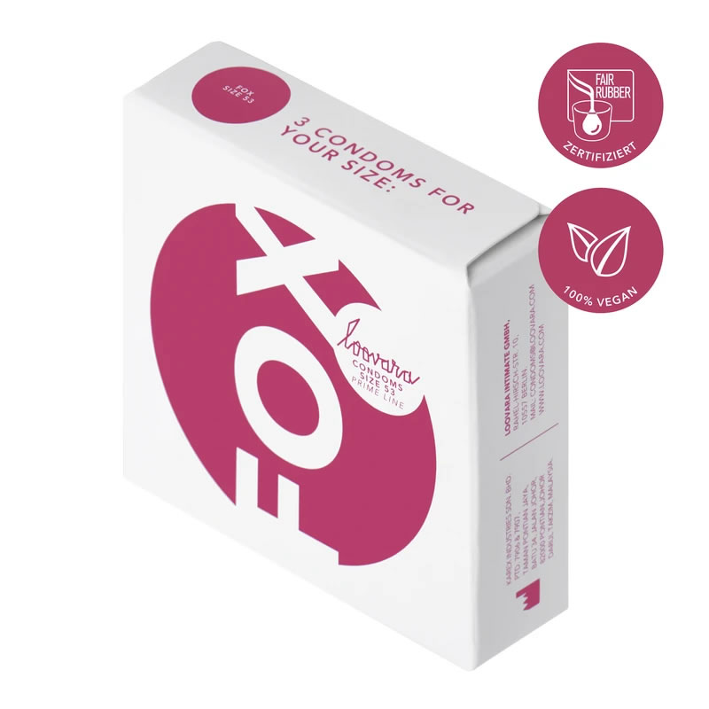 Loovara 53 «Fox» 3 thinner made-to-measure condoms made of fair trade latex