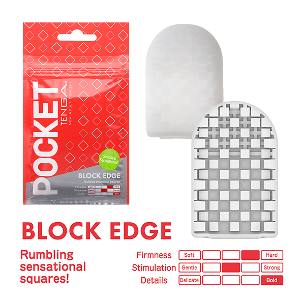 Tenga Pocket «Block Edge» Pocket-Masturbator im Taschenformat, mit Orgasmus-Struktur (Würfel)