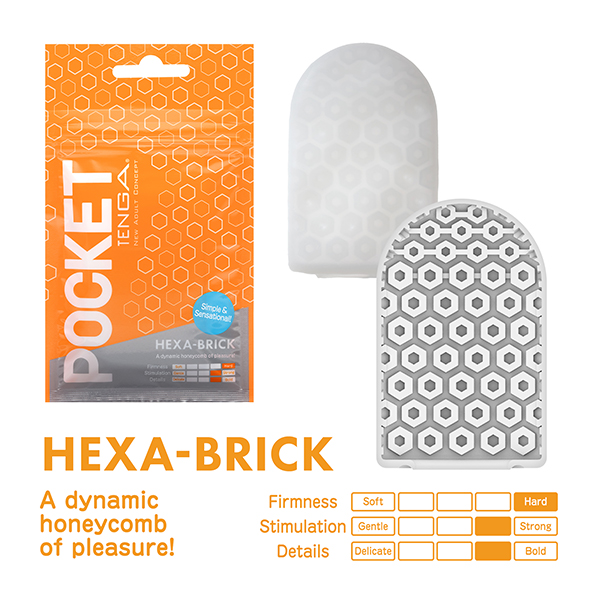 Tenga Pocket «Hexa Brick» Pocket-Masturbator im Taschenformat, mit eckiger Struktur (Waben)