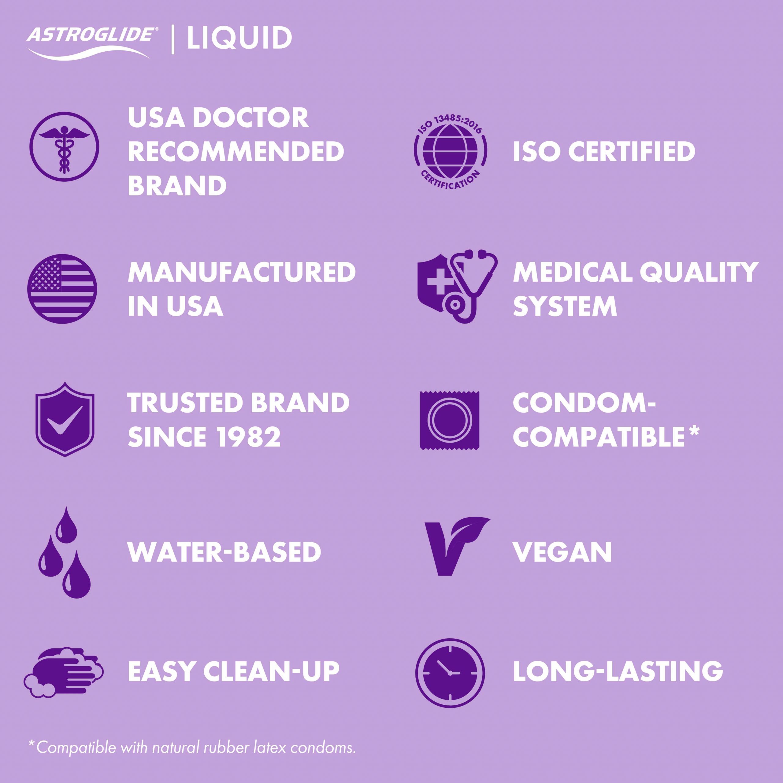 Astroglide «Waterbased Liquid» 2.5ml feuchtigkeitsspendendes Universal-Gleitgel - auf Wasserbasis und für Veganer geeignet, Sachet