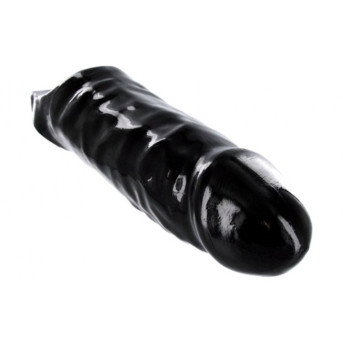 Master Series «XL Black Mamba» schwarze Schwanzhülle mit realistischer Äderung und Eichel - latexfreie Penisverlängerung 
