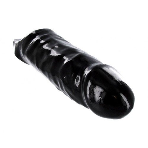 Master Series «XL Black Mamba» black cock sleeve with realistic veins and glans - latex-free penis extension