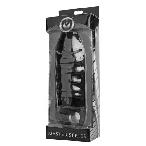 Master Series «XL Black Mamba» black cock sleeve with realistic veins and glans - latex-free penis extension