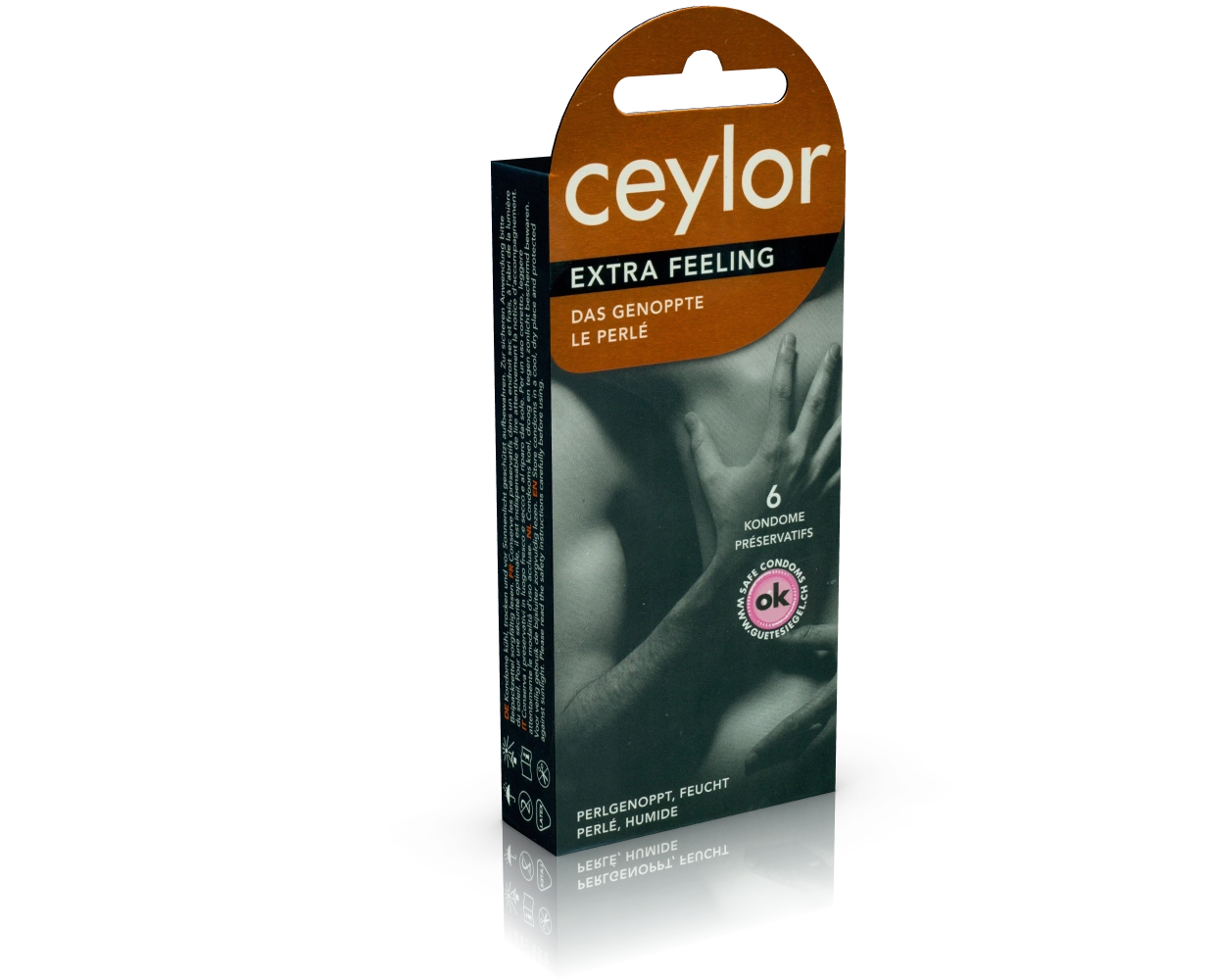 Ceylor «Extra Feeling» 6 Schweizer Noppenkondome, verpackt im hygienischen Dösli