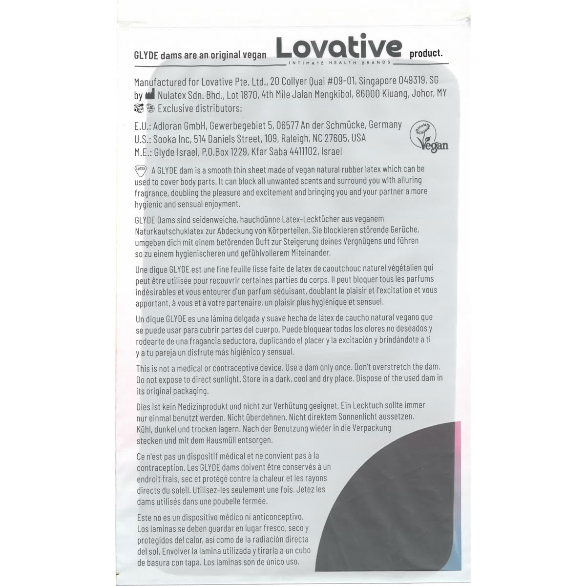 Glyde Dams «COLA» 4 schwarze Latex-Schutztücher (Lecktücher) mit Cola-Duft (2)