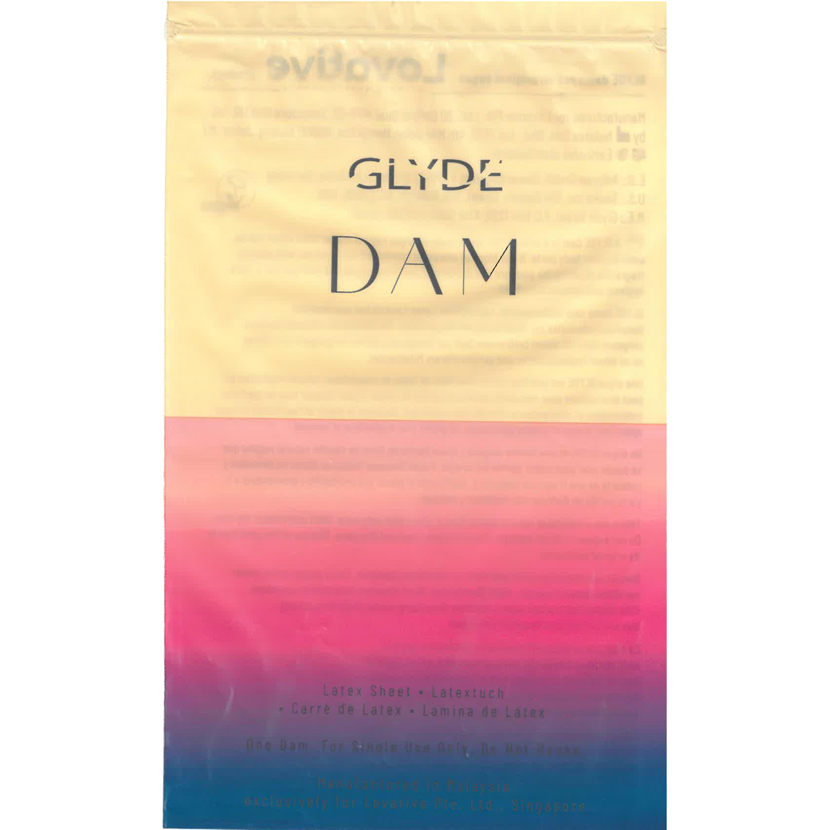 Glyde Dams «VANILLA» 4 yellow latex sheets (oral dams) with vanilla scent