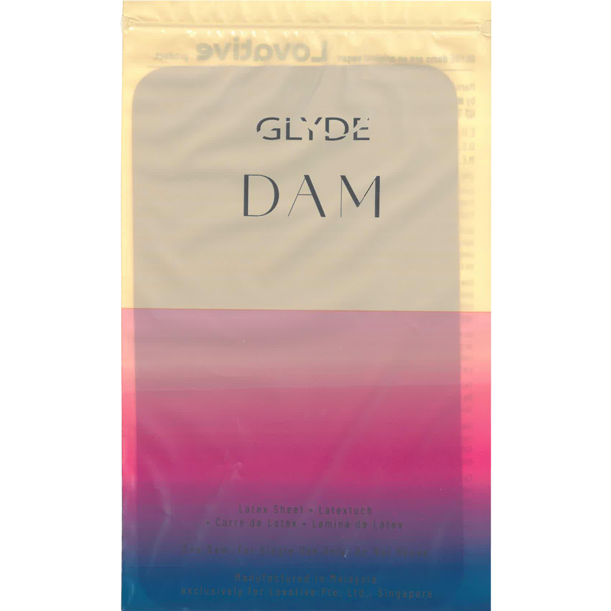 Glyde Dams «WILDBERRY» 4 purple latex sheets (oral dams) with wildberry scent
