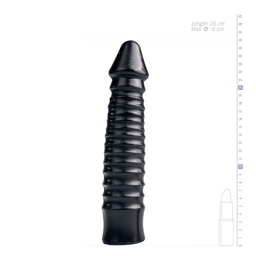 All Black «XXL Dildo with ribs» Schwarz,  26 cm Länge