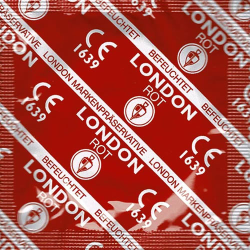 London «Red» 100 rote Markenkondome mit Erdbeeraroma (Beutelware)