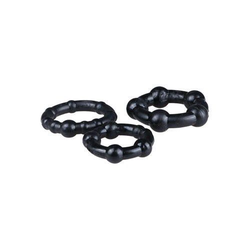 Trinity Vibes «Performance Penis Rings» 3 stretchy, black erection rings with nubs