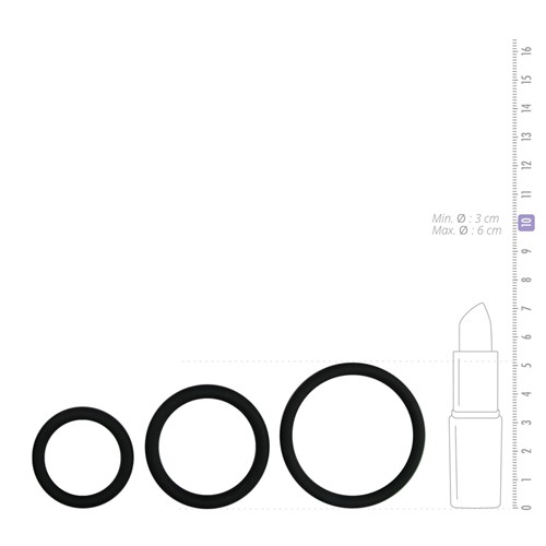 EasyToys «Cock Ring Set» Schwarz, flexible Penisringe in drei Größen