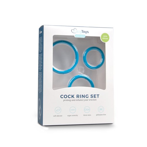 EasyToys «Cock Ring Set» Blau, flexible Penisringe in drei Größen