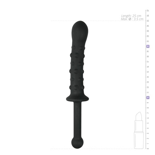 EasyToys «The Handler» black knobbed dildo with handle - can be used on both sides