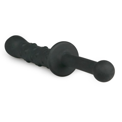 EasyToys «The Handler» black knobbed dildo with handle - can be used on both sides