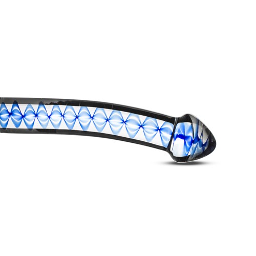 Gildo «Handmade Glass Dildo» Nr. 4, handgefertigter Glas-Dildo mit blauer Spirale und flacher Basis