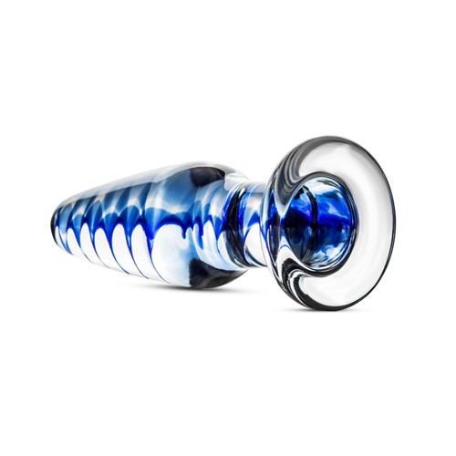 Gildo «Handmade Glass Buttplug» No. 23, handmade glass butt plug with a blue spiral