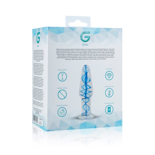 Gildo «Handmade Glass Buttplug» No. 23, handmade glass butt plug with a blue spiral