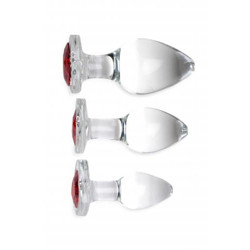 Booty Sparks «Red Heart Set» 3 Analplugs aus Glas - ideal für Temperaturspiele