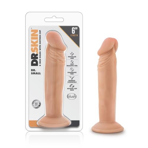 Dr. Skin «Dr. Small Dildo - Vanilla» anatomical dildo with a large glans and suction cup