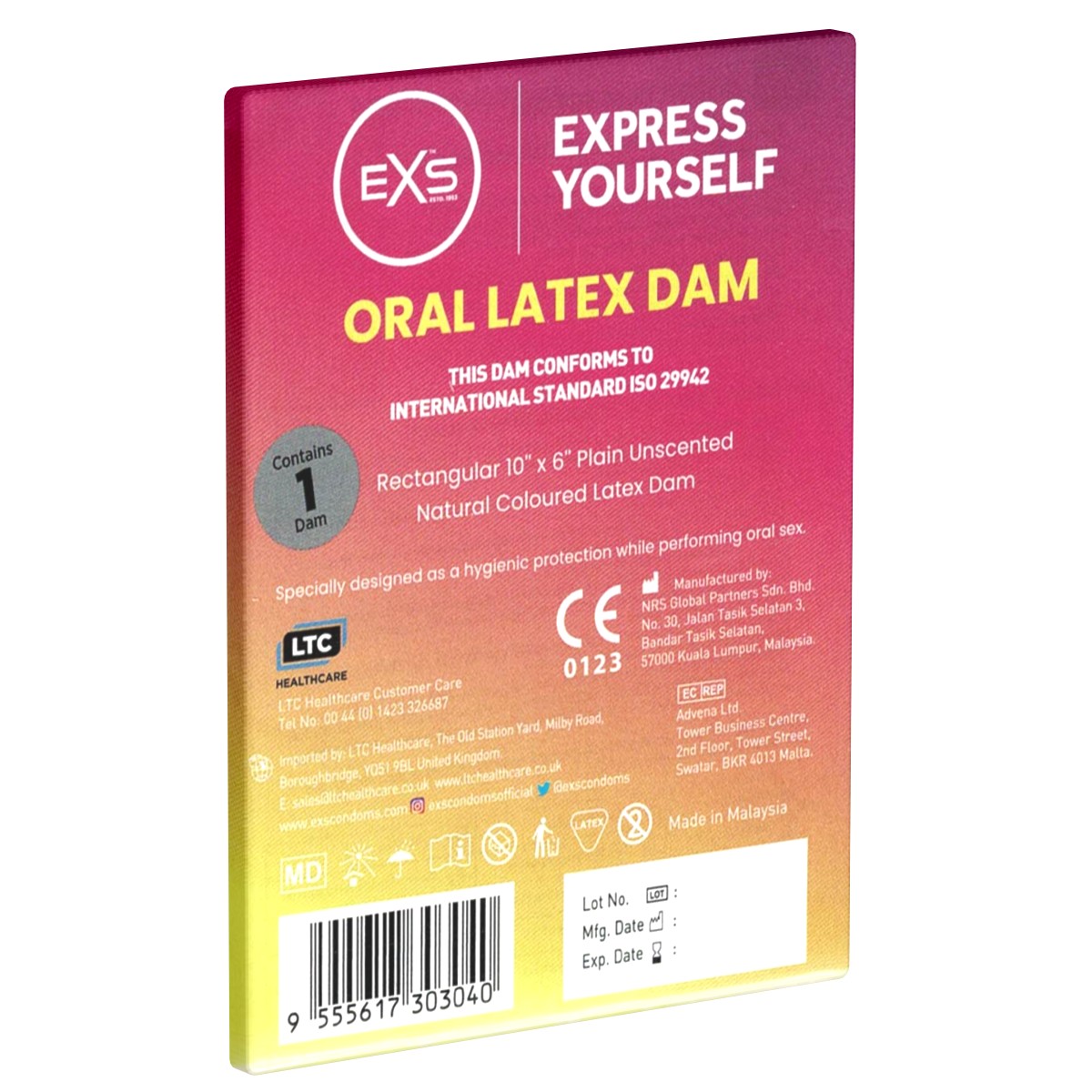 EXS «Oral Latex Dams», 100 Lecktücher aus Latex - ohne Aroma und Geschmack