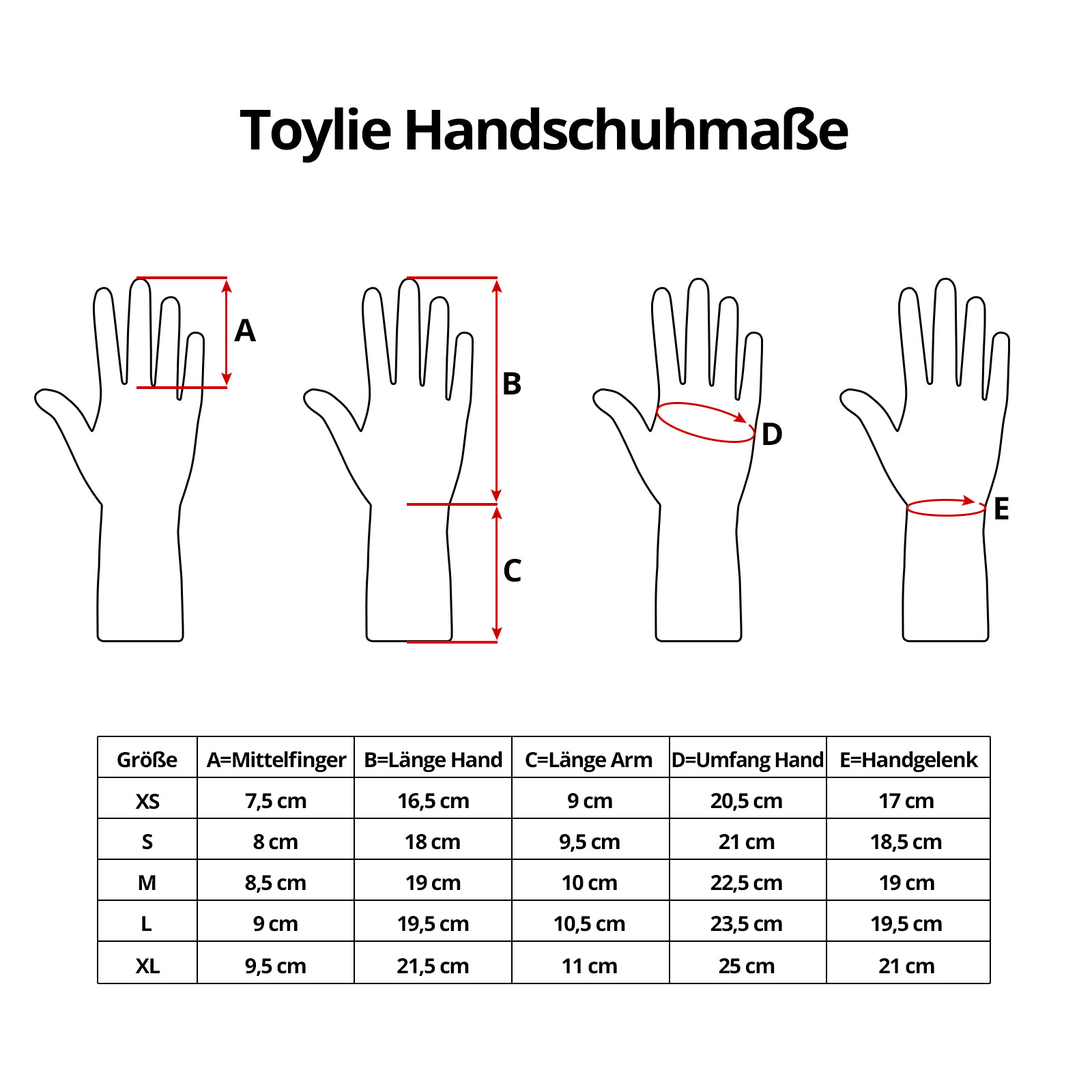 Toylie Latex Handschuhe «XS» schwarz, nahtlos, mit anatomischer Passform