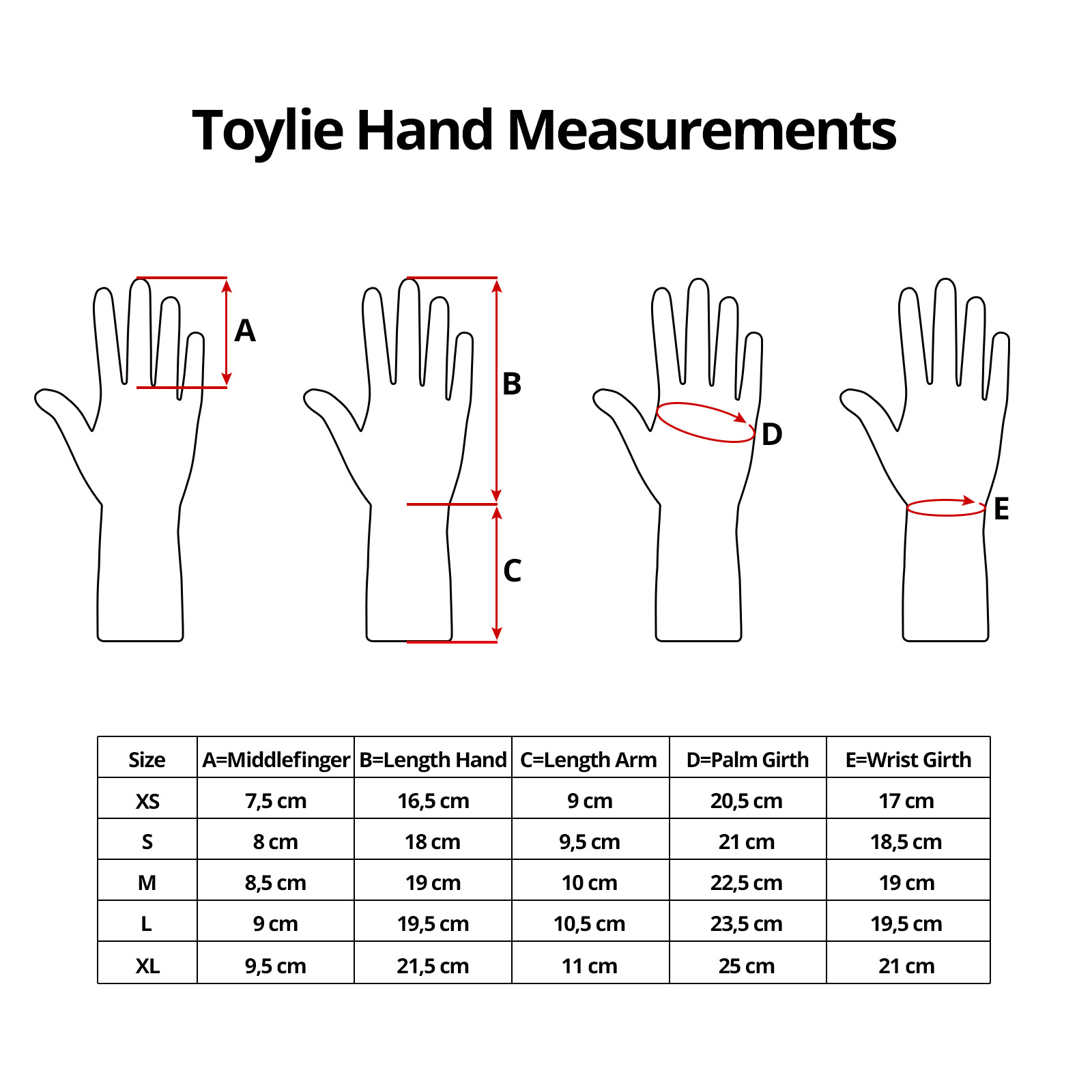 Toylie Latex Handschuhe «XS» schwarz, nahtlos, mit anatomischer Passform