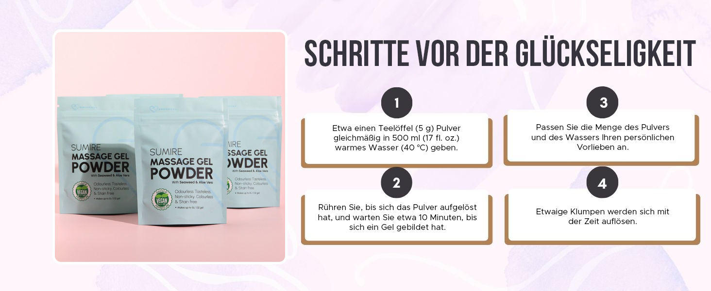 EROTICGEL «Nuru Massage Gel Powder - SUMIRE Edition» japanisches Massagegel-Pulver mit Aloe Vera und Nori Algen, 40g (10)