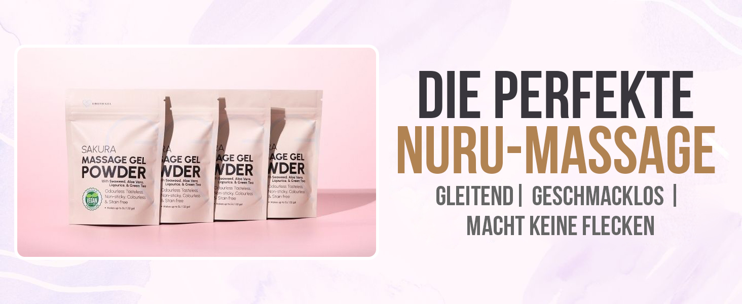 EROTICGEL «Nuru Massage Gel Powder - SAKURA Edition» 40g japanisches Massagegel-Pulver mit Aloe Vera, Grünem Tee, Algen und Süßholz-Extrakt (10)